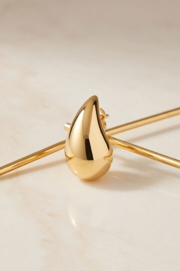 Gold Damla Model Küpe