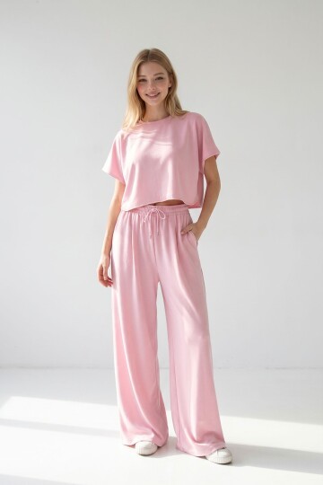 Pembe Bol Paça Rahat Kesim Modal Kumaş Alt Üst Takım