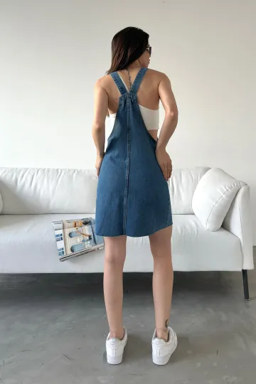 Mavi Askılı Denim Salopet