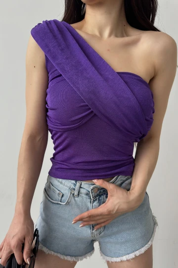 Mor Tek Omuz Buzzy Bluz BCDF-241060