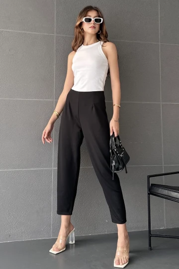 Siyah Yüksek Bel Balon Pantolon BC24CH1108