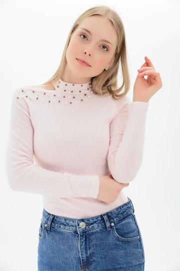 Pudra Tek Omuzu Açık İncili Yumoş Bluz CO-259100936