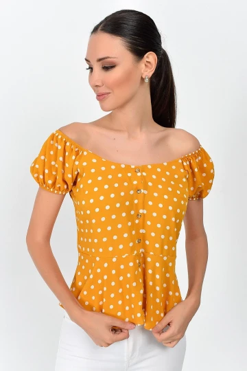 Hardal Önü Düğmeli Bluz CO-259363018