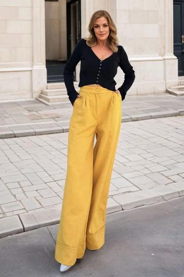 Hardal Yüksek Bel Salaş Pantolon BCBSK-25700-3450