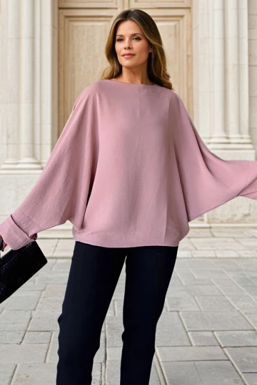 Pudra Airobin Duble Kol Salaş Bluz BCBSK-25700-2943