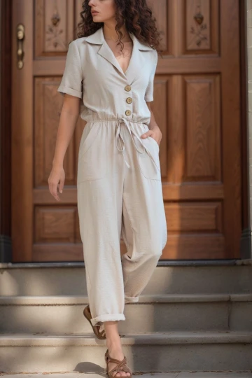 Bej Ceket Yaka Beli Lastikli Airobin Tulum BCBSK-25700-2622