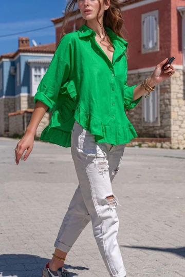 Benetton Eteği Fırfırlı Vual Salaş Gömlek BCBSK-25700-3570