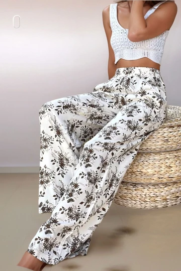 Kahve Beli Lastikli Cepli Desenli Bol Kesim Pantolon BCBSK-25700-3644