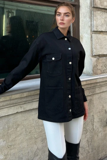 Siyah Rahat Kalıp Oversıze Denım Ceket BCBSK-25700-KT00-100