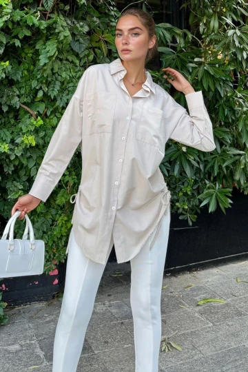 Taş Oversize Uzun Kollu Gömlek BCBSK-25700-3532