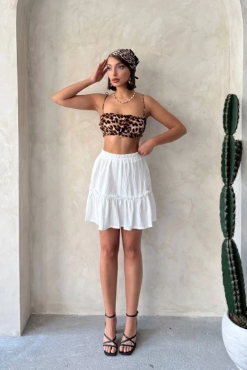 Beyaz Eteği Volanlı Fırfırlı Etek BCHN-2525808