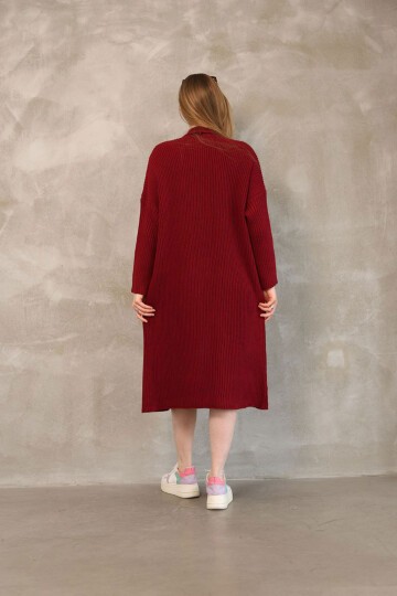 Bordo Maxi Boy Triko Hırka