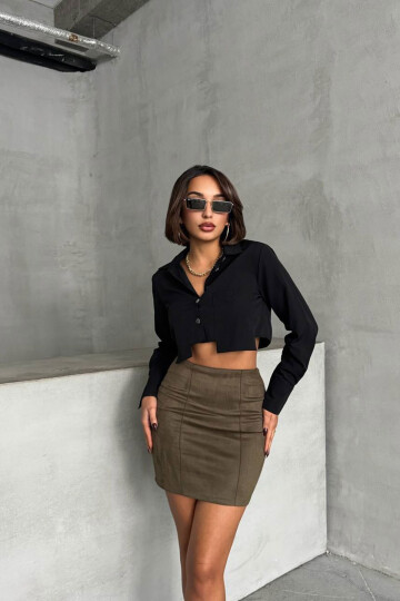 Camel Çimalı Süet Etek BCHN-25261011