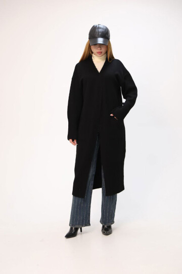 Siyah Salaş Yumuşak Dokulu Triko Hırka BCES-252009