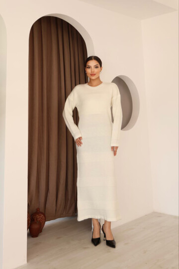 Taş Uzun Kol Maxi Boy Triko Elbise BCES-253004