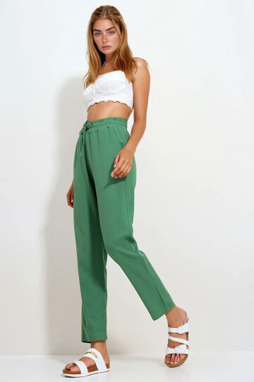 Yeşil Çift Cepli Gabrdin Pantolon BCHNW-251171