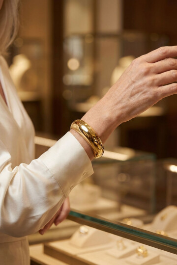 1 Adet 316L Çelik Kalın Kelepçe Bileklik Dalgalı Bilezik 14K Altın Kaplama Renk Gold BCYJ-251041