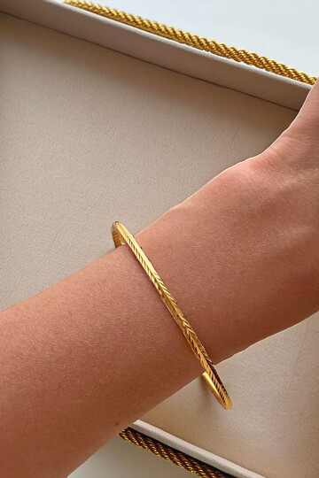 22 Ayar Gold Altın Kaplama Başak Ajda Bilezik BCYJ-251004