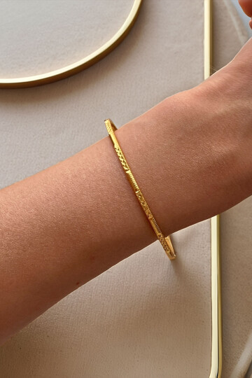 22 Ayar Gold Altın Kaplama Kristal Desenli Ajda Bilezik 1 Adet BCYJ-251006