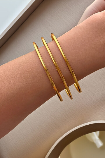 22 Ayar Gold Altın Kaplama Ray Parlak Ajda Bilezik Kuyumcu Model BCYJ-251002