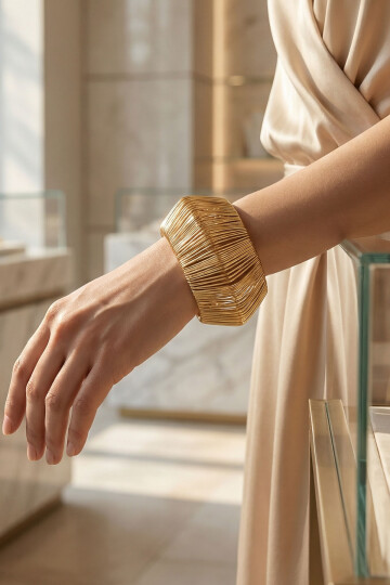 316L Çelik Kalın Kelepçe Bileklik Kadın Bilezik Ayarlanabilir Kelepçe BCYJ-251028