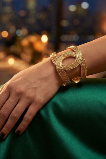 316L Çelik Kalın Kelepçe Bileklik Kadın Bilezik Ayarlanabilir Kelepçe BCYJ-251028