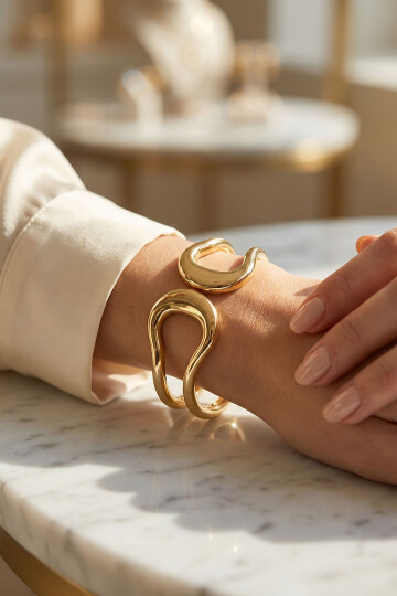 316L Çelik Kalın Kelepçe Bileklik Kadın Bilezik BCYJ-251037