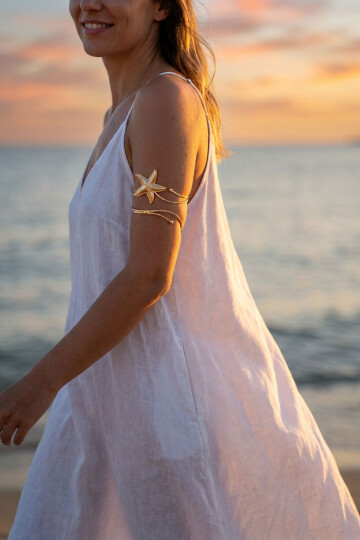 Arm Cuff Çelik Deniz Yıldızı Helenistik Pazu Kol Kelepçesi Gold Ayarlanabilir Kelepçe BCYJ-251047