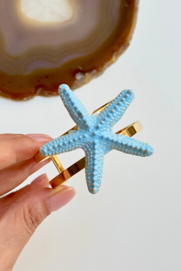 Arm Cuff Çelik Deniz Yıldızı Helenistik Pazu Kol Kelepçesi Gold Ayarlanabilir Kelepçe BCYJ-251047