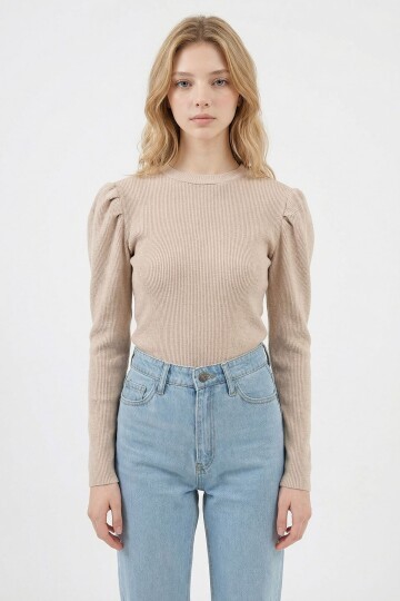 Bej Prenses Kol Kaşkorse Bluz