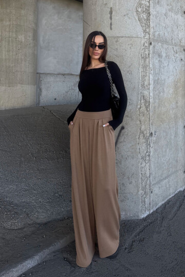 Camel Pile Detaylı İspanyol Ultra Soft Kumaş Pantolon BCDF-25P0002