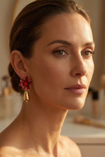 Çelik Çiçek Kadın Sallantılı Küpe BCYJ-251054