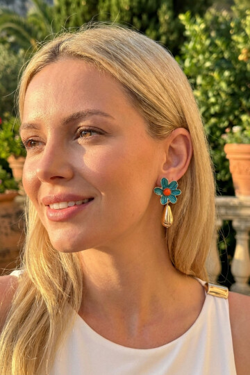 Çelik Çiçek Kadın Sallantılı Küpe BCYJ-251054