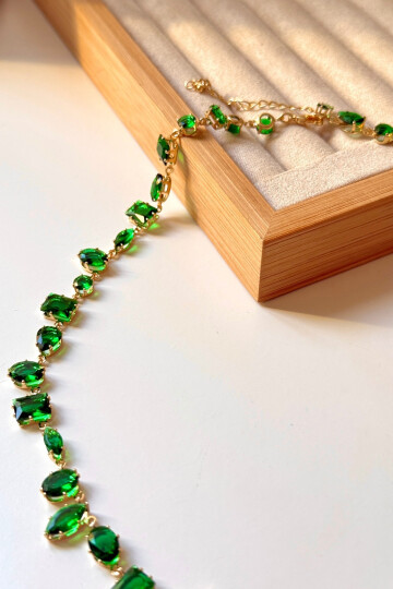 Çelik Dönmeyen Gema Kolye Zirkon Taşlı Kadın Kolye BCYJ-251045