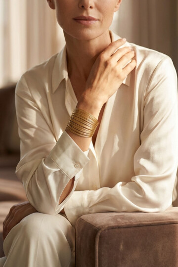 Çelik Kalın Kelepçe Bilezik Kadın Bileklik Unisex Gold Kadın Kelepçe BCYJ-251041