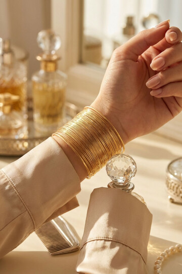 Çelik Kalın Tel Kelepçe Ayarlanabilir Bileklik Gold Pazu Kelepçe Olarak Da Kullanılır BCYJ-251041