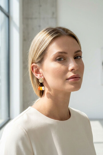 Çelik Vintage Boncuklu Sallantılı Küpe BCYJ-251055