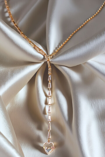 Çelik Zirkon Taşlı Baget Taşlı Y Kadın Kolye BCYJ-251021