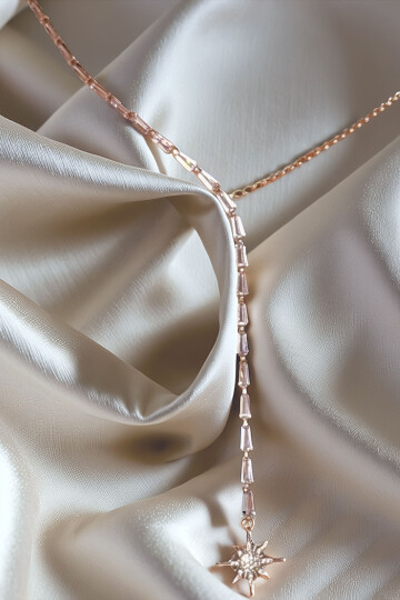 Çelik Zirkon Taşlı Baget Taşlı Y Kadın Kolye BCYJ-251021