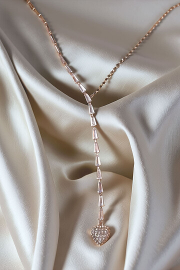 Çelik Zirkon Taşlı Baget Taşlı Y Kadın Kolye BCYJ-251021