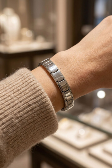 Italyan Charm Yazısız Bileklik Paslanmaz Çelik Bileklik Silver Unisex Mix BCYJ-251062