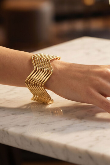 Kalın Kelepçe Bilezik Ayarlanabilir Bileklik Unisex Gold Kadın Kelepçe BCYJ-251041