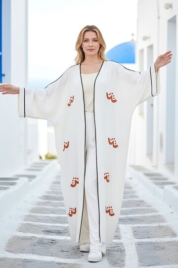 Keten Nakışlı Kimono Keten Takım