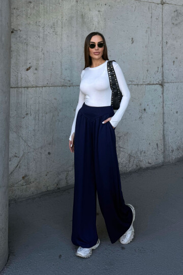 Lacivert İspanyol Paça Ultra Soft Kumaş Pantolon BCDF-25P0003