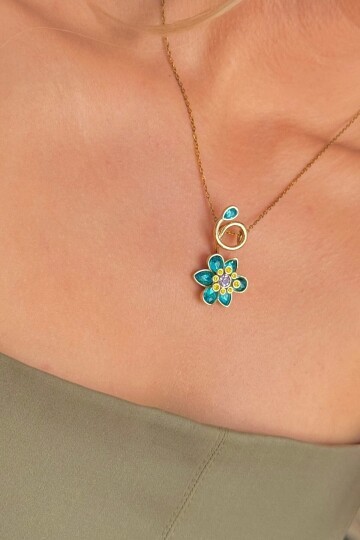 Mavisilver Idyllia Serisi Kolye Pembe Çiçek Kolye