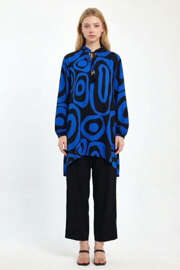 Saks Geometrik Desenli Pantolon Ve Uzun Tunik Alt Üst Takım