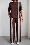 Acı Kahve Çizgili Modal Kumaş Alt Üst Takım