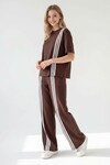 Acı Kahve Çizgili Modal Kumaş Alt Üst Takım