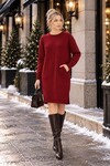 Bordo Çift Cepli Bisiklet Yaka Tunik Elbise