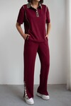 Bordo Leopar Garnili Modal Kumaş Alt Üst Takım